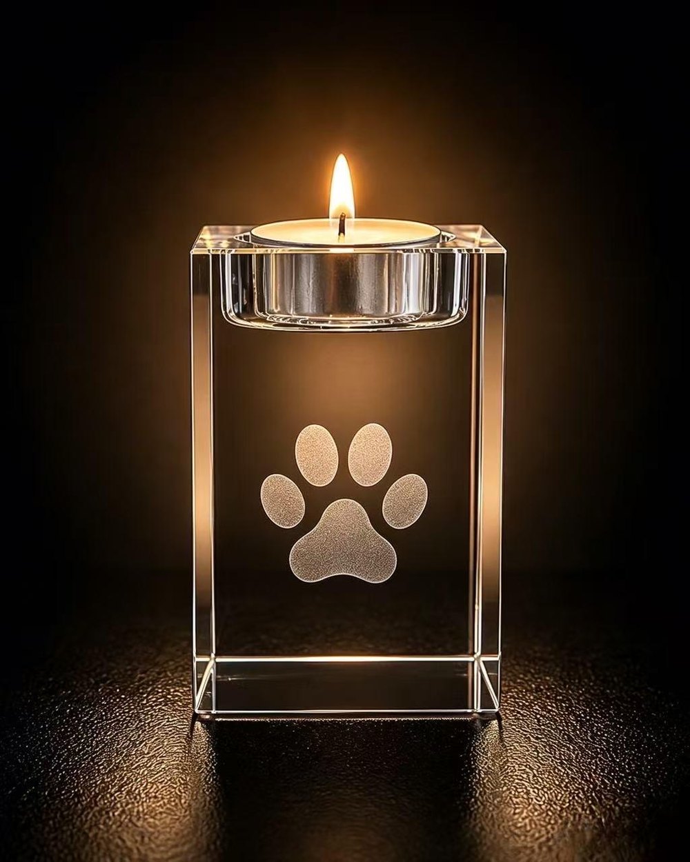 Paw Print Crystal Candle Holder