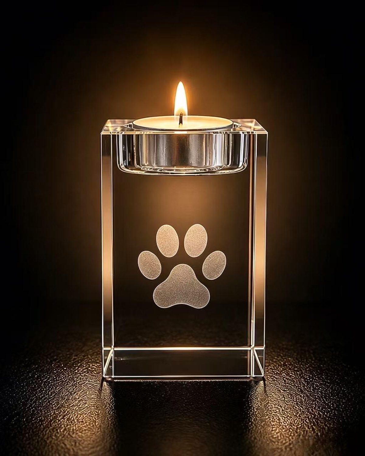 Paw Print Crystal Candle Holder - Option 1