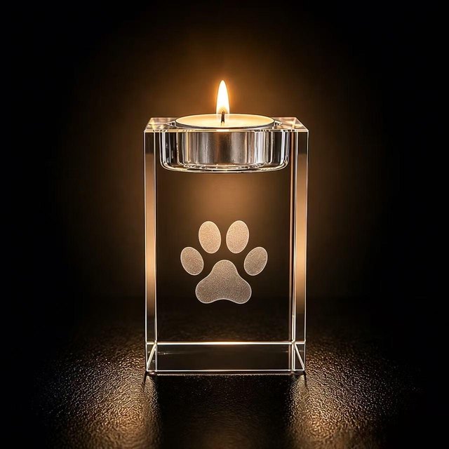 Paw Print Crystal Candle Holder - Option 1