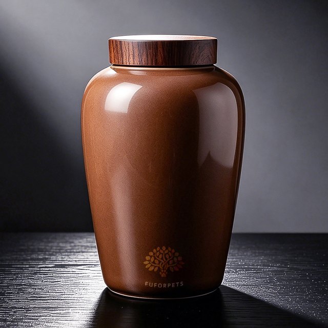 Ice Crackle Ceramic Pet Urn - Large - Brown