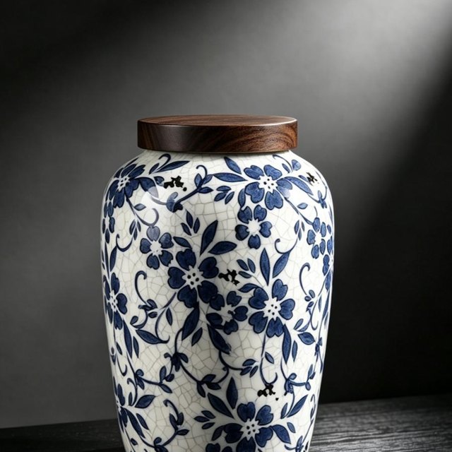 Ice Crackle Ceramic Pet Urn - Large - Multicolor