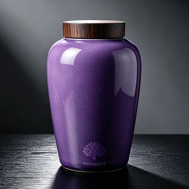 Ice Crackle Ceramic Pet Urn - Large - Purple