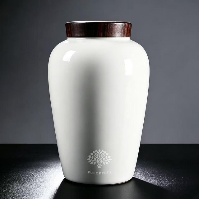 Ice Crackle Ceramic Pet Urn - Large - White