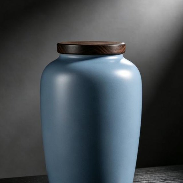 Ice Crackle Ceramic Pet Urn - Medium - Blue