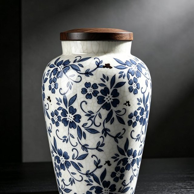 Ice Crackle Ceramic Pet Urn - Medium - Multicolor