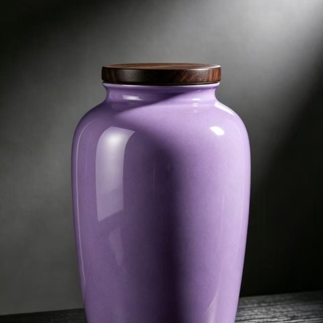 Ice Crackle Ceramic Pet Urn - Medium - Purple