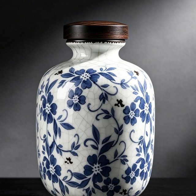 Ice Crackle Ceramic Pet Urn - Small - Multicolor