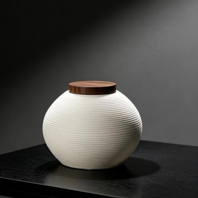 Brushed Ceramic Pet Urn - White