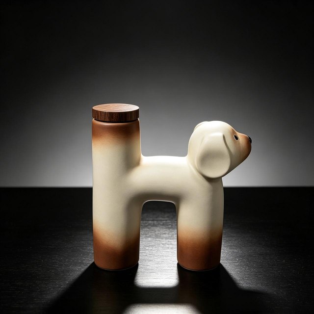 Dog-Shaped Ceramic Pet Urn - Multicolor