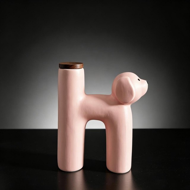 Dog-Shaped Ceramic Pet Urn - Pink