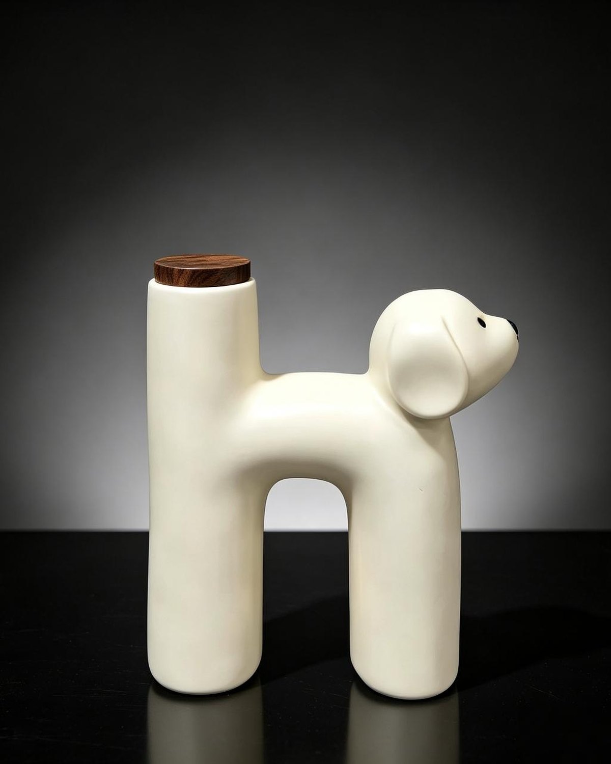Dog-Shaped Ceramic Pet Urn - White