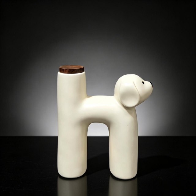 Dog-Shaped Ceramic Pet Urn - White