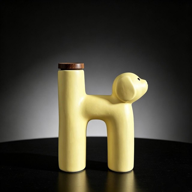 Dog-Shaped Ceramic Pet Urn - Yellow