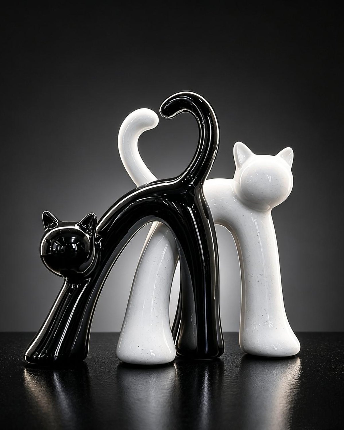 Cat-Shaped Ceramic Memorial Decor - Black