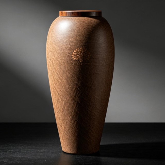 Textured Ceramic Pet Urn - Large - Brown