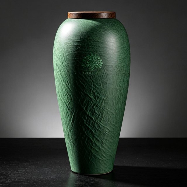 Textured Ceramic Pet Urn - Large - Green