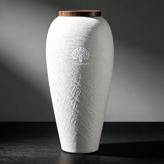 Textured Ceramic Pet Urn - Large - White