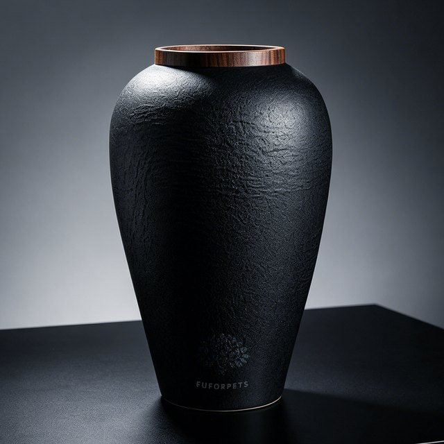 Textured Ceramic Pet Urn - Medium - Black