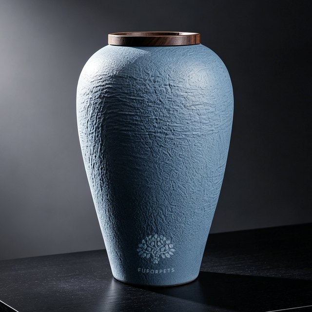Textured Ceramic Pet Urn - Medium - Blue