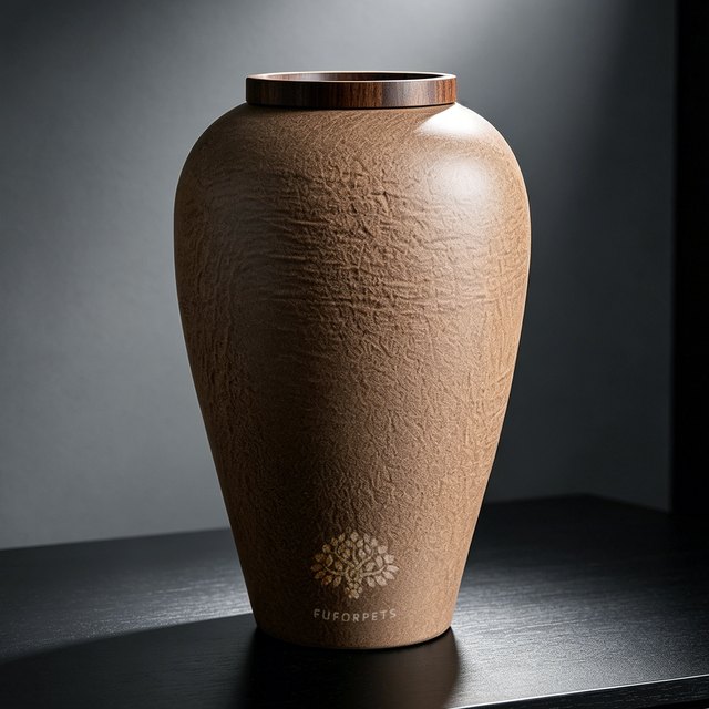 Textured Ceramic Pet Urn - Medium - Brown