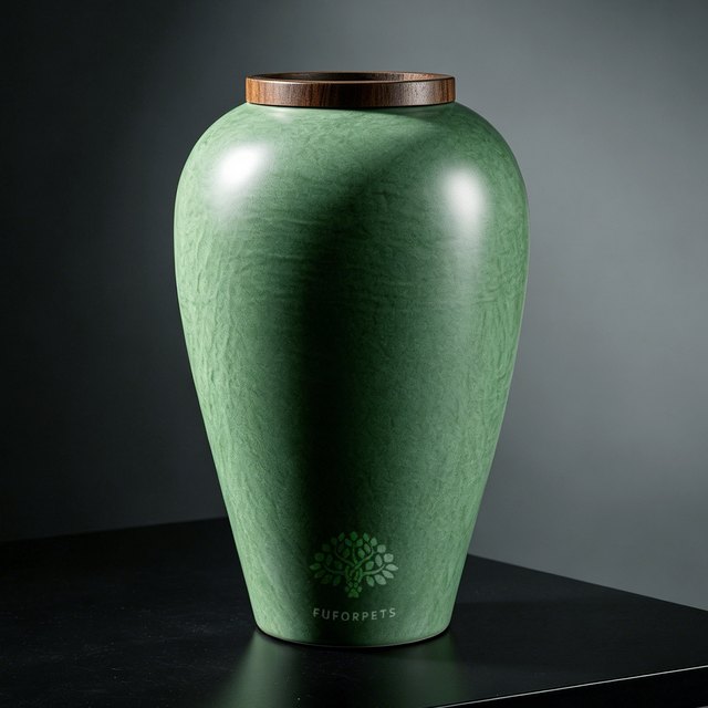 Textured Ceramic Pet Urn - Medium - Green