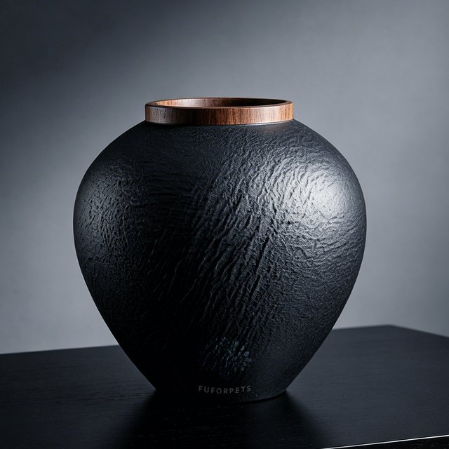 Textured Ceramic Pet Urn - Small - Black