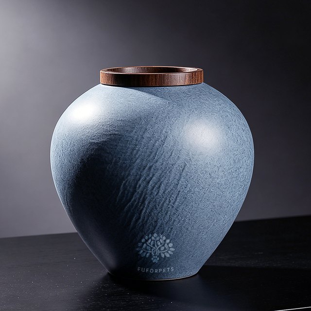 Textured Ceramic Pet Urn - Small - Blue