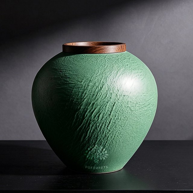 Textured Ceramic Pet Urn - Small - Green