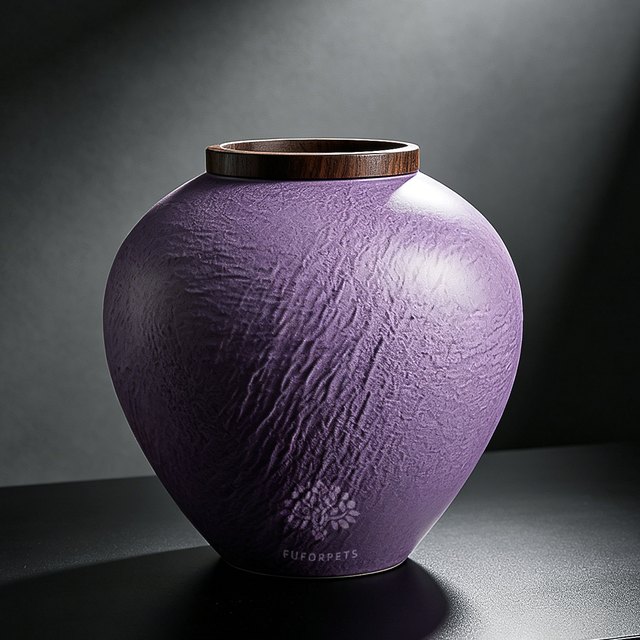 Textured Ceramic Pet Urn - Small - Purple