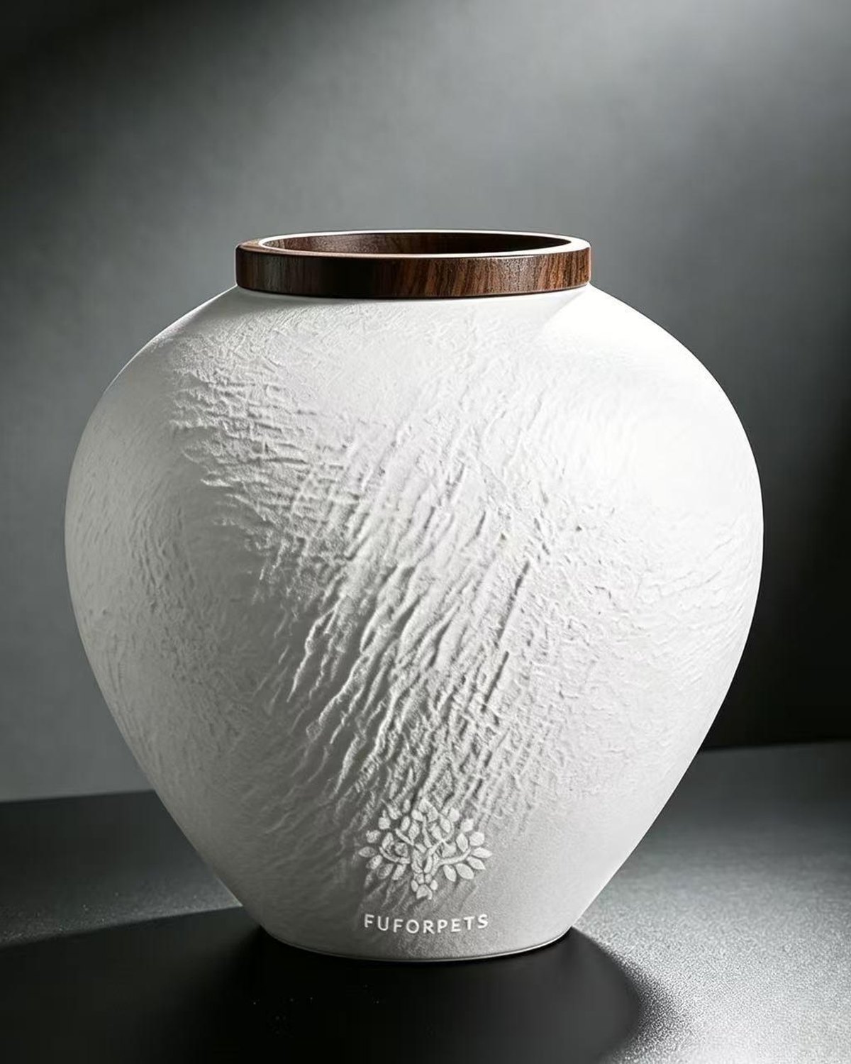 Textured Ceramic Pet Urn - Small - White