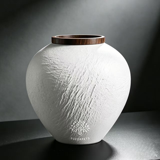 Textured Ceramic Pet Urn - Small - White