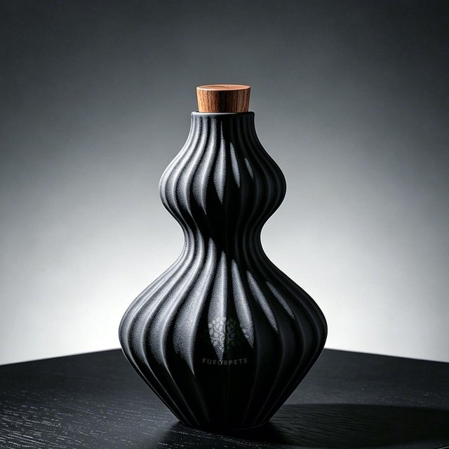 Gourd-Shaped Ceramic Pet Urn - Black