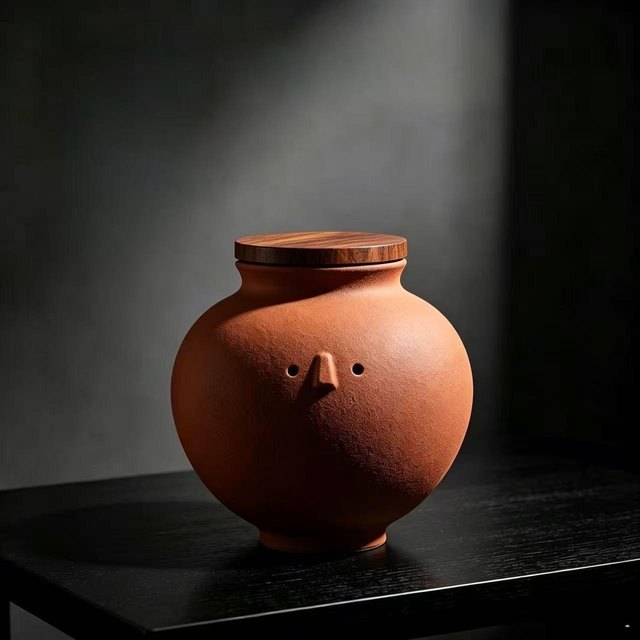 Ceramic Figurine Pet Urn - Red