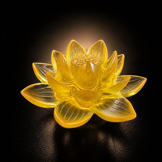 Colored Glass Lotus Memorial Decor - Option 2