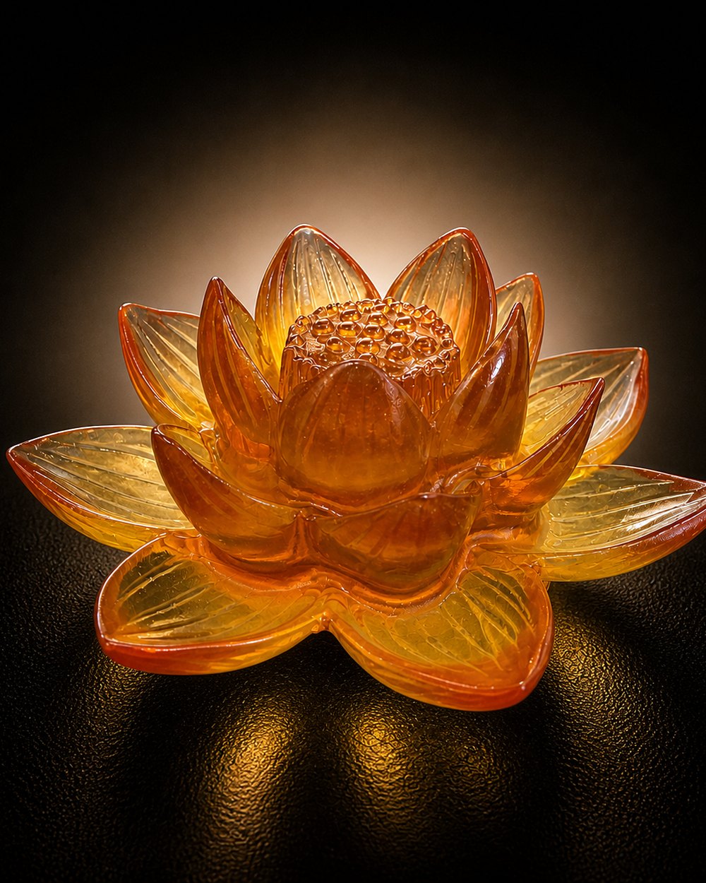 Colored Glass Lotus Memorial Decor