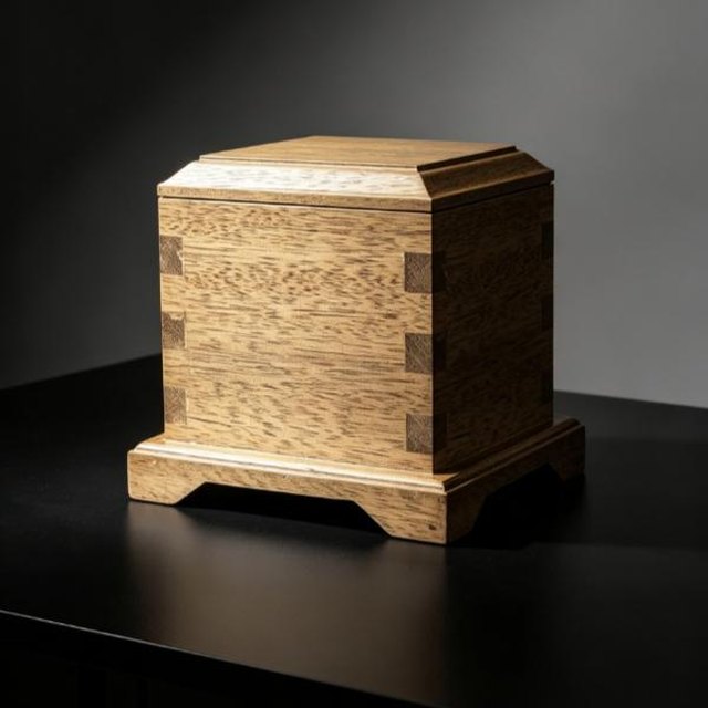 Classic Square Solid Wood Pet Ashes Box - Option 1