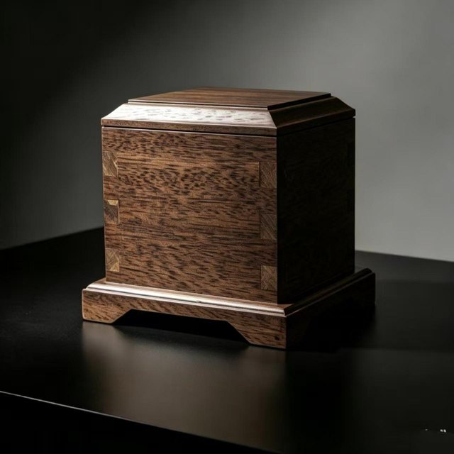 Classic Square Solid Wood Pet Ashes Box - Option 2