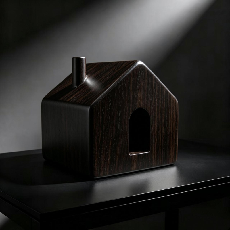 Home-Shaped Wood Pet Urn (Ebony)