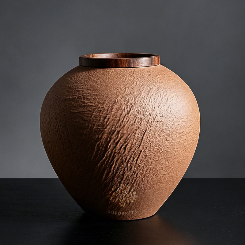 Small textured ceramic pet urn （brown）