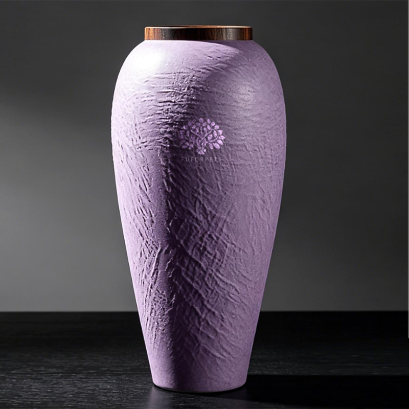 Large textured ceramic pet cremation urn（purple）