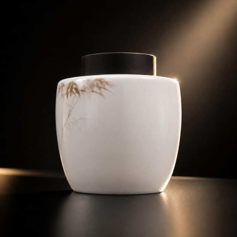 Bamboo-Inspired Ceramic Pet Urn
