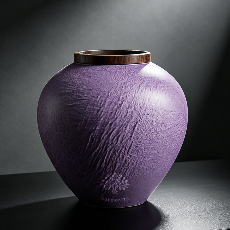 Small textured ceramic pet urn（purple）
