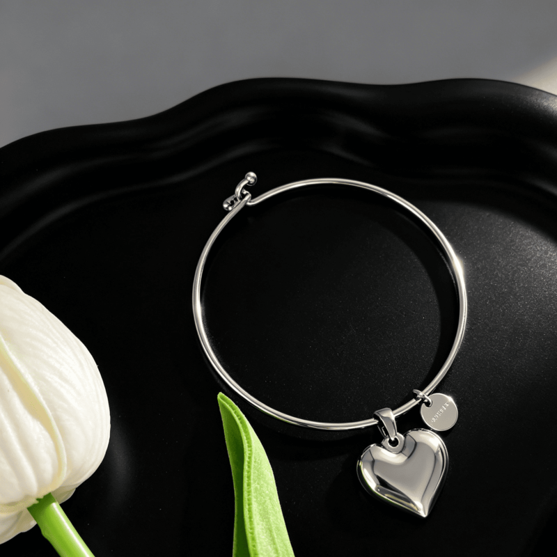 Polished Stainless Steel Charm Bangle