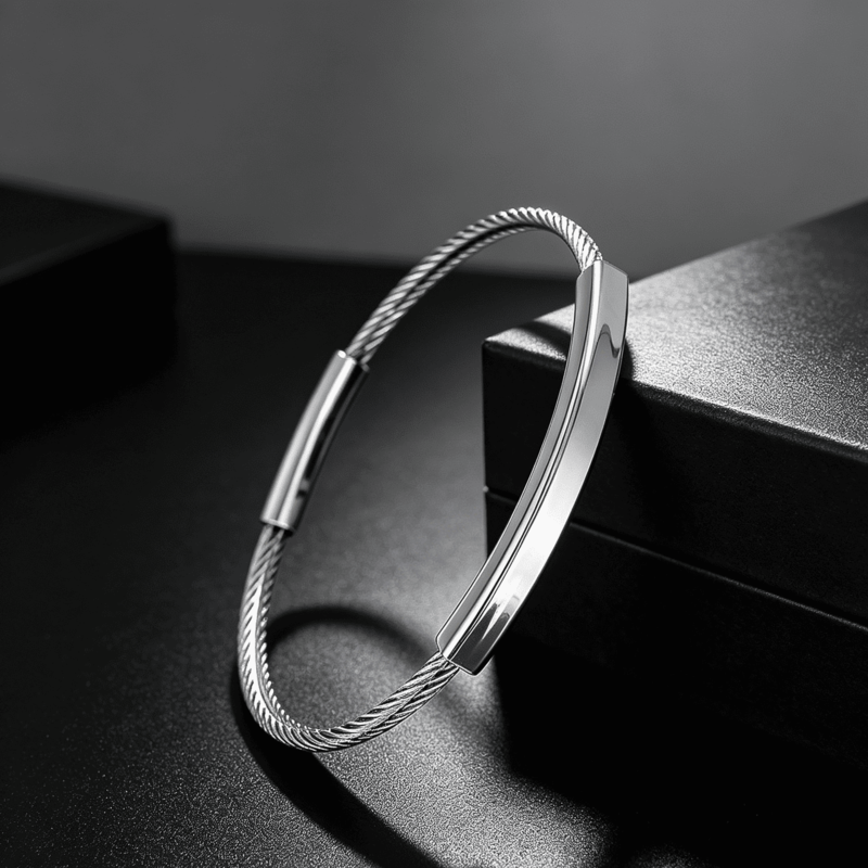 Polished Stainless Steel Twisted Wire Bracelet