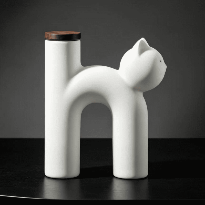 Cat-Shaped Ceramic Pet Urn（white）