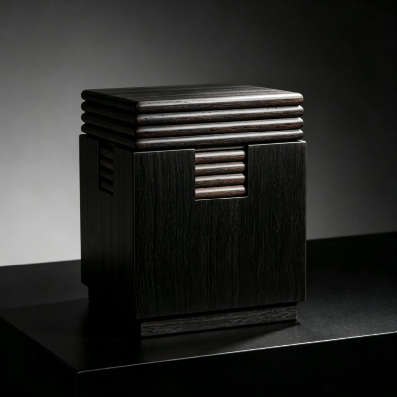 Layered Walnut Pet Urn (Ebony)