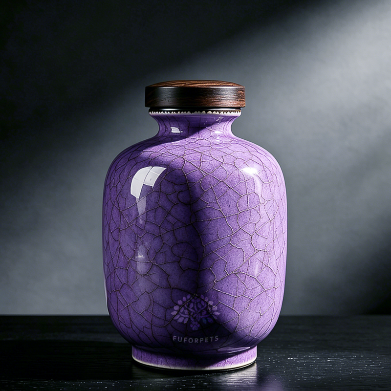 Ice Crackle Glaze Ceramic Pet Urn （purple）
