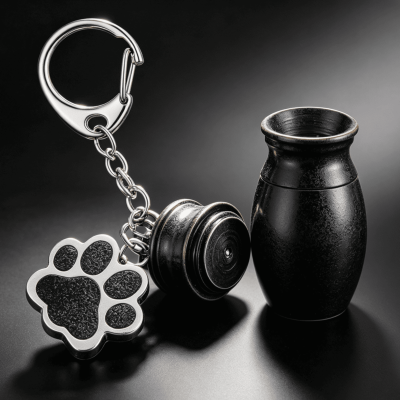 Pet Paw Print Memorial Keychain