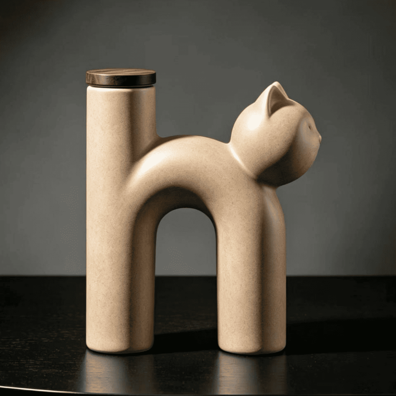 Cat-Shaped Ceramic Pet Urn （sand）