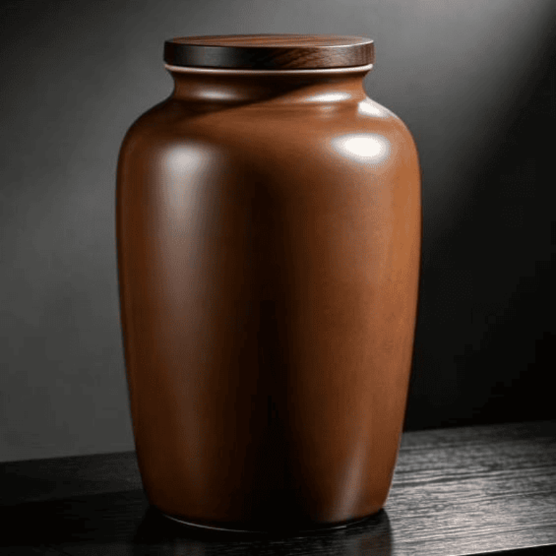 Smooth Surface Ceramic Pet Urn (brown）